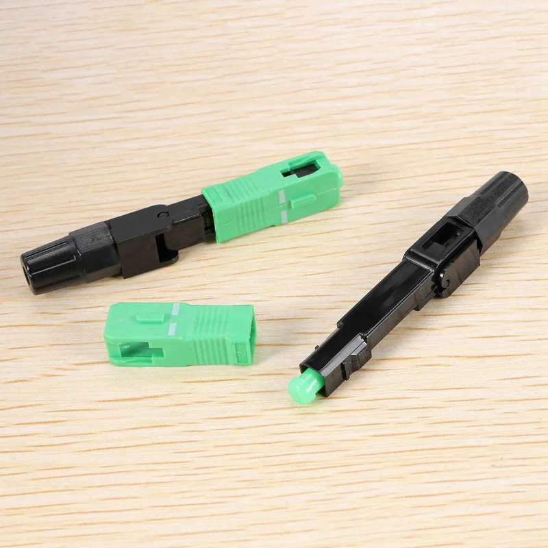 30Pcs Sc/Apc Fiber Optic Connector Embedded Single Mode Component Fiber Optic Quick Connector-Black + Green