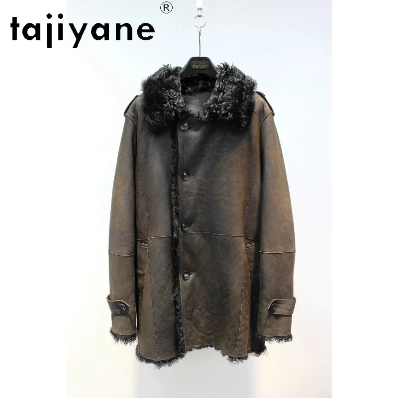 TAJIYANE Soft Huyang Lamb Shearling Real Fur Coat Women Mid Length Outerwear Lapel Fur Jacket British Style Overcoat Warm Шуба