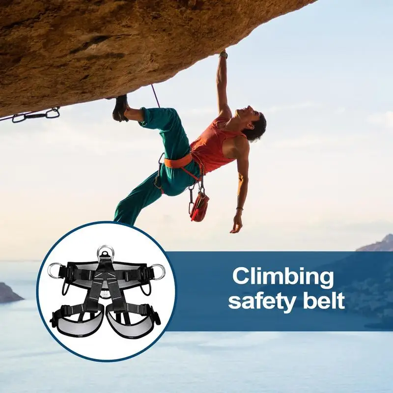 Mens Climbing Harness Half Body เข็มขัดนิรภัยแบบปรับได้สายรัดปีนเขาป้องกันเอว Strong รับน้ําหนักสายรัดเข็มขัดพยุง
