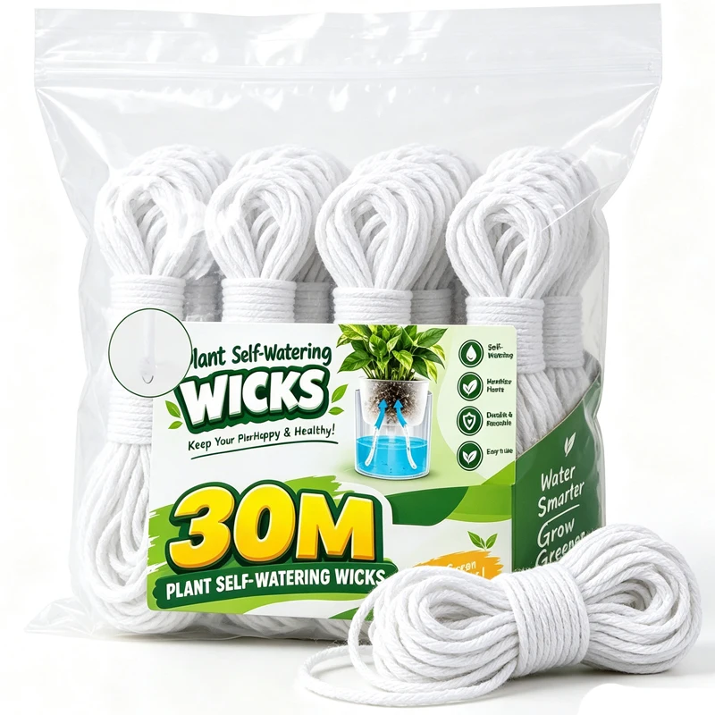 30-5M Self Watering Wick Cord Cotton String for Flower Pots Automatic Watering Absorbent Wicks Home Garden Flower Pot DIY Device