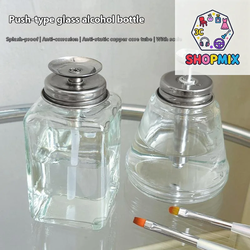 Nail Storage Refillable Glass Bottles Empty Liquid Press Pump Dispenser Nail Art Polish Remover Cleaner Makeup Manicure Tools