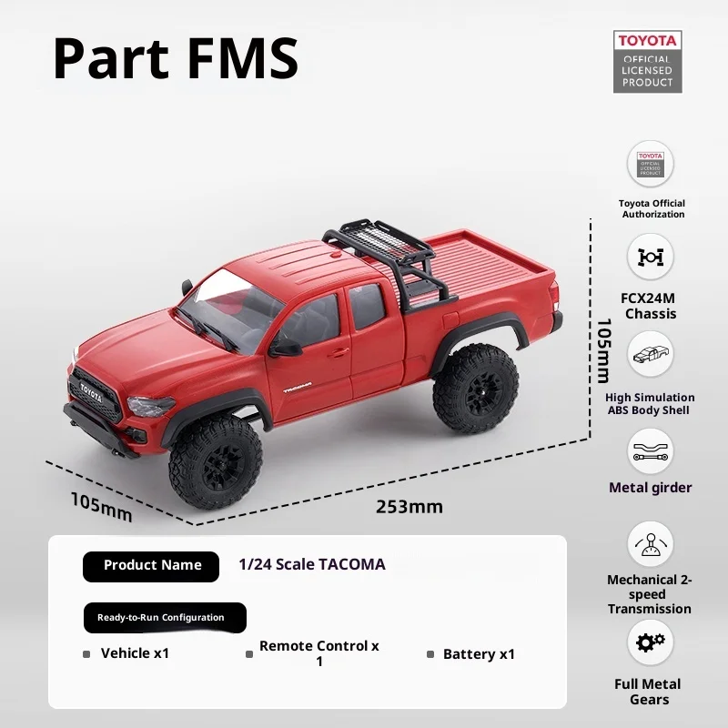 Simulação Fms Escala Pequena 1/24 Carro de Escalada de Controle Remoto Rc Veículo Off-Road Fcx24m Em Estoque