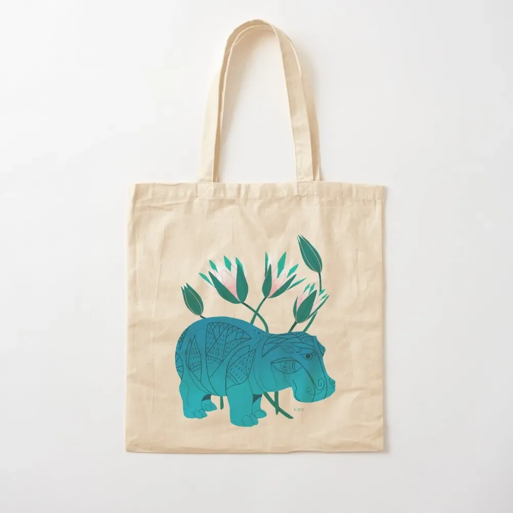 Faience Hippo - Floral Artefacts Tote Bag canvas tote bags for women Canvas stote bag tote bag women