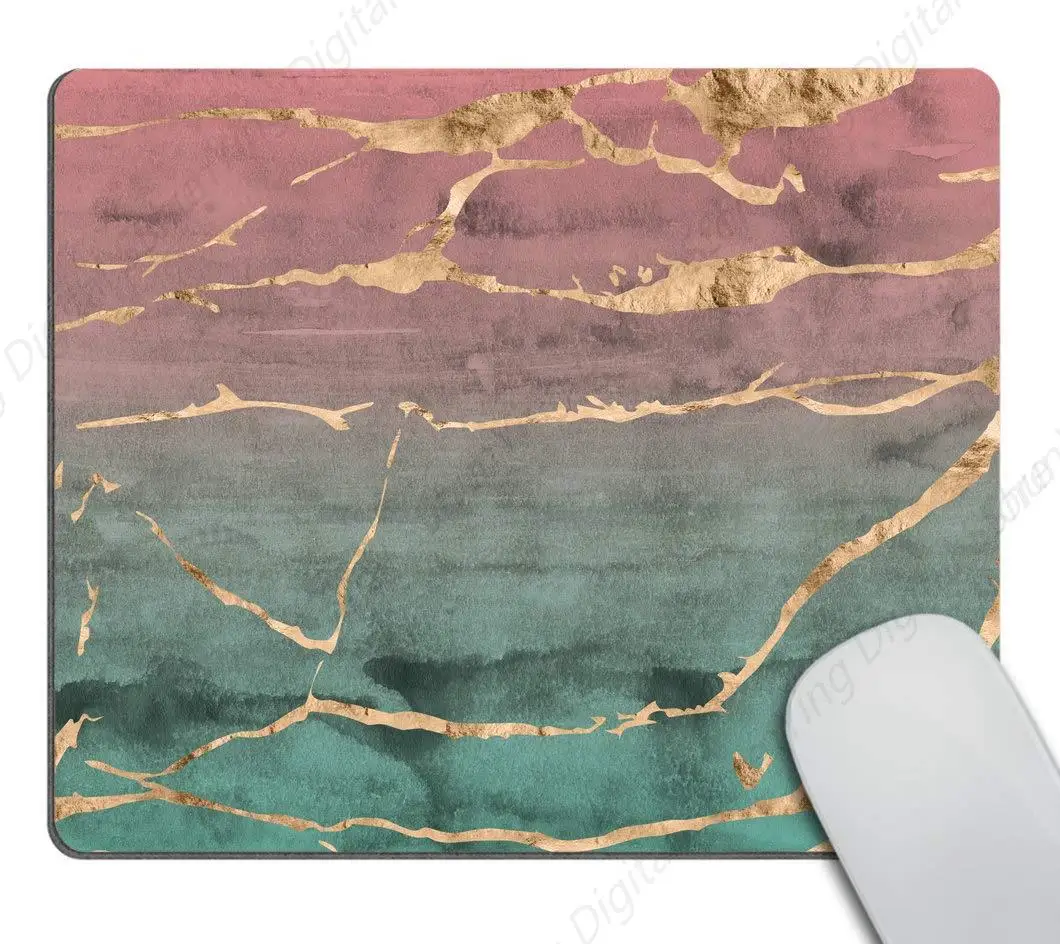 Rose Gold Marble Pattern Mouse Pad Watercolor Gradient Texture Mouse Pad Anti Slip Rubber Computer Office Game Mouse Pad