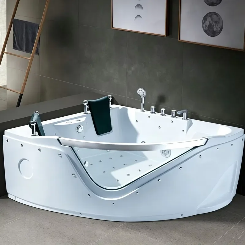 Acrylic Whirlpool Jacuzzi Free Standing Corner Spa Bath Tub with Nozzles