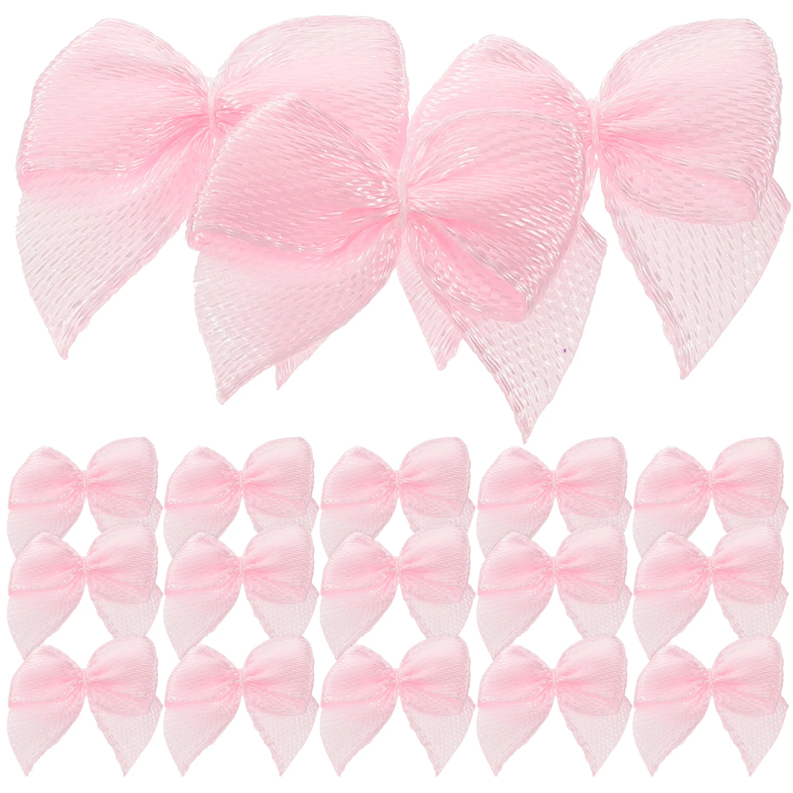 

60pcs Bow Flowers Hair Accessories for Girls Hot Pink Satin Ribbon Bows Props Handmade Diy Hair Clips Edge Clasps Gifts