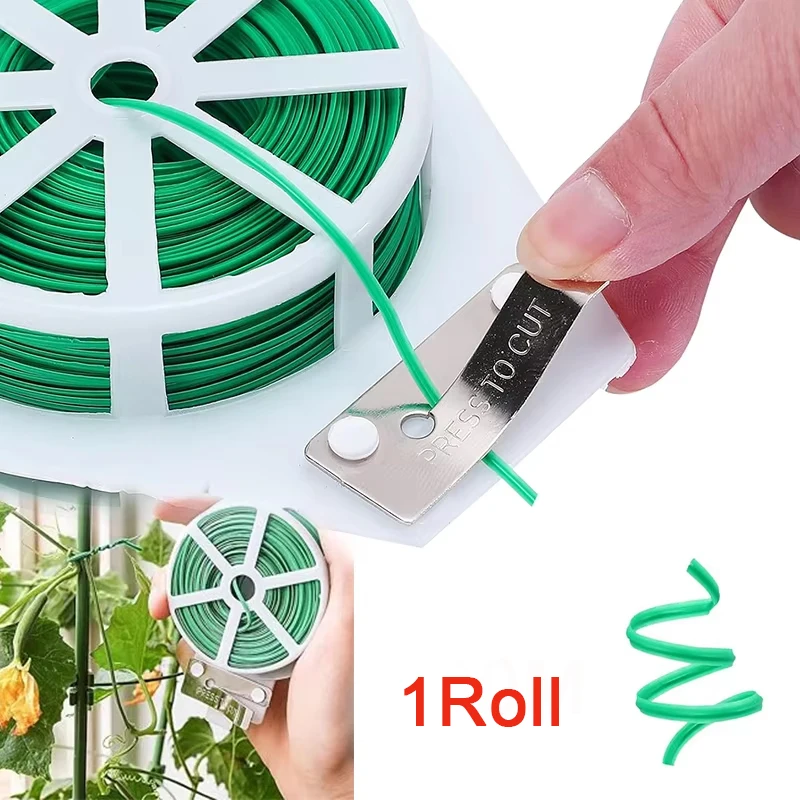 50mGarden Twist Ties Multifunctional Strapping Plant Climbing Reusable Self-cutting Iron Wire Cable Ties For Flower Plant Vines