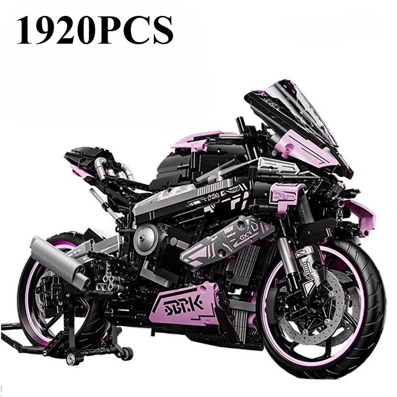 

1920PCS Technical 1:8 Pink M1000RR Motorcycle Building Blocks Assemble Bricks Racing Motorbike Toys Kid Adult Gift