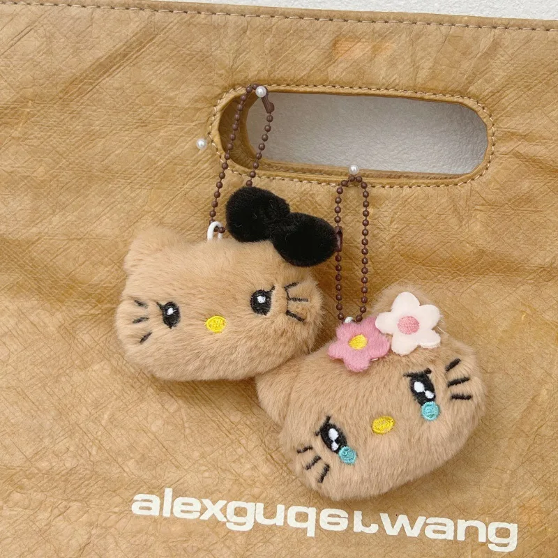 Sanrio Cartoon Plush Hello Kitty Doll Couple Bag Beaded Chain Pendant Cute Cat Doll Children's Bag Key Decorative Accessories