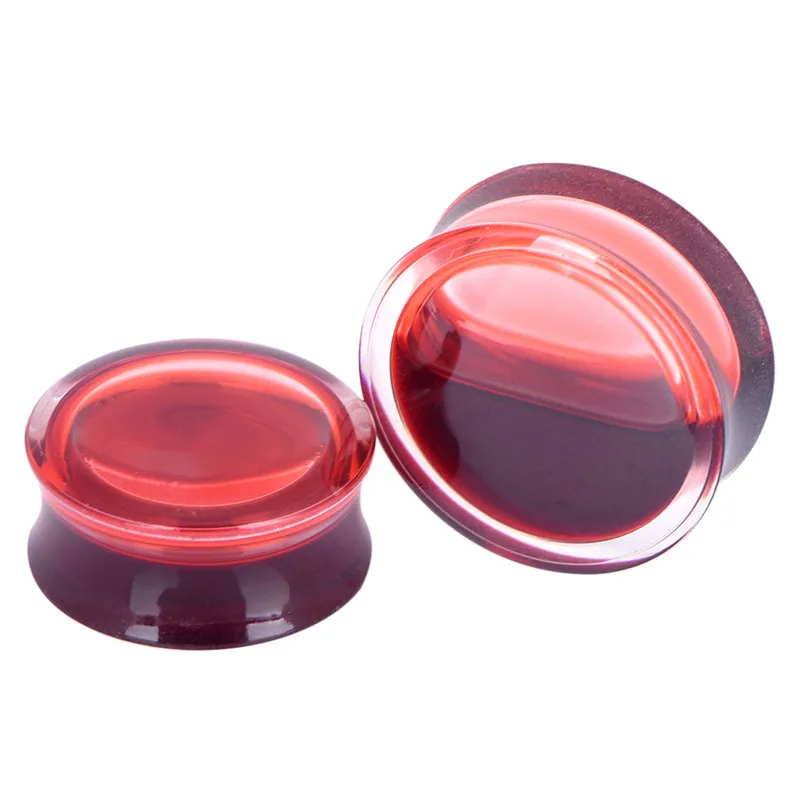 1PC Blood Red Liquid Filled Ear Plugs Flesh Tunnels Earrings Saddle Gauges Jewelry #4