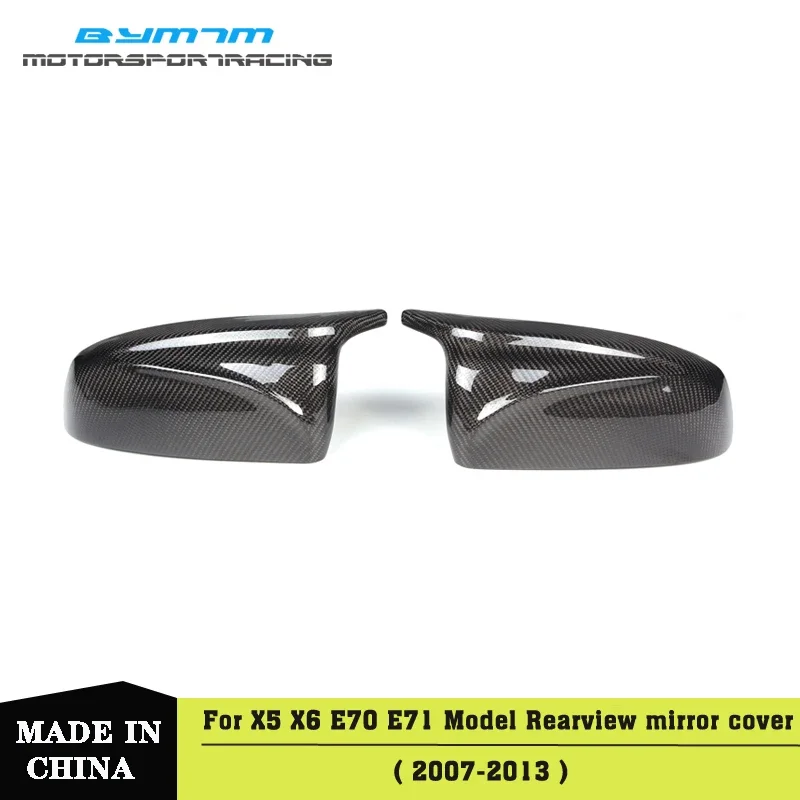 

Ox horn style Black white ABS Carbon fiber Rearview mirror cover caps For BMW X5 E70 X6 E71