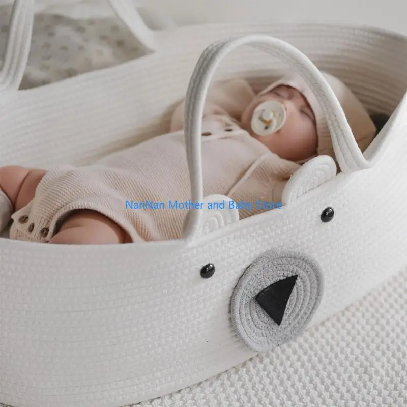 سلة موسى المصنوعة من حبل قطني قابلة للحمل لتغيير الطاولة لخزانة الملابس مقاس 70 سم/28 بوصة #4