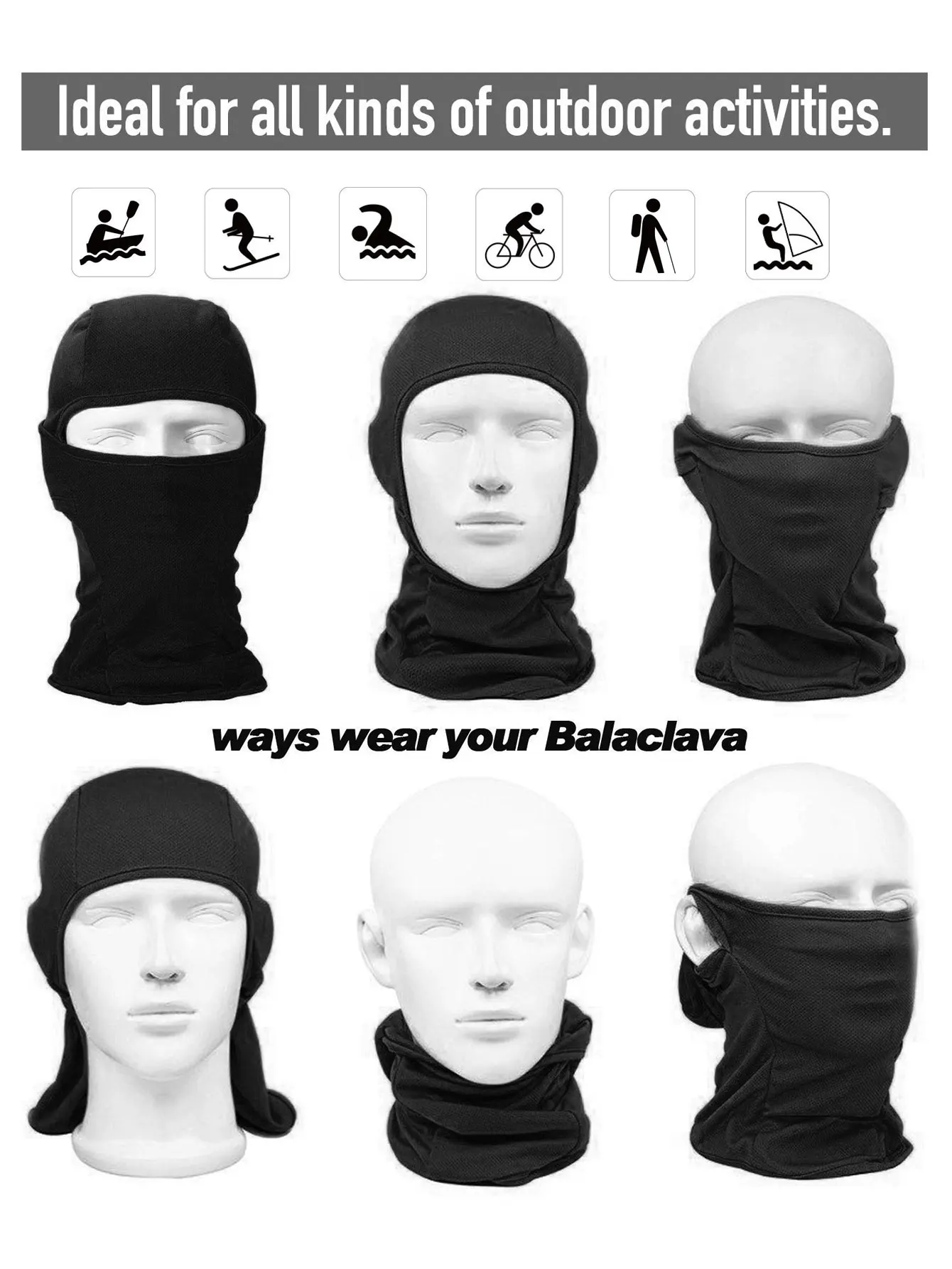 3pcs Balaclava Ski Mask Full Face Cover For Men And Women Breathable Full Face Mask For Skiing Outdoor Sports