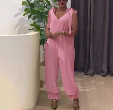 

Casual Strap Loose Ankle Jumpsuit Women's Comfortable Wide Leg Romper in Solid Colors