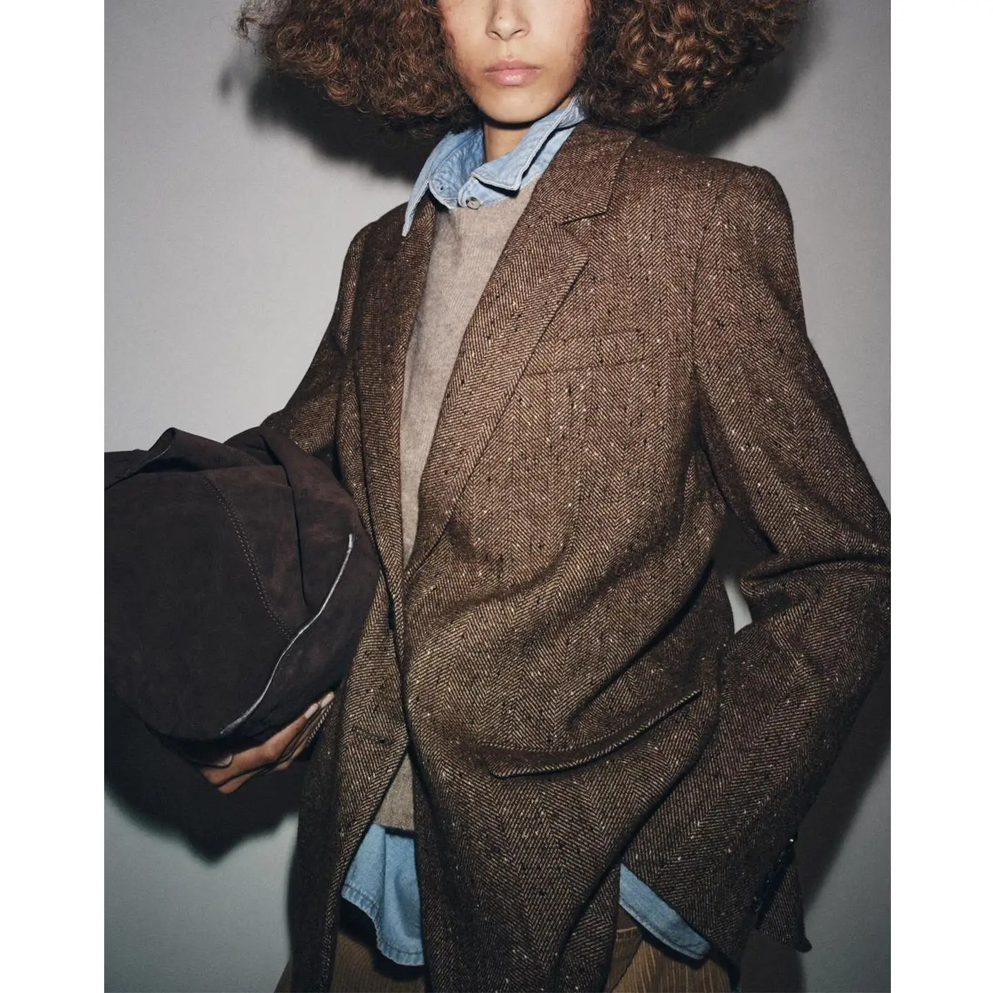 شتاء جديد المرأة الشق طوق طويل Sve زر واحد هوتوتو منقوشة فضفاضة تناسب تخفيف Sle ألياف البوليستر #3