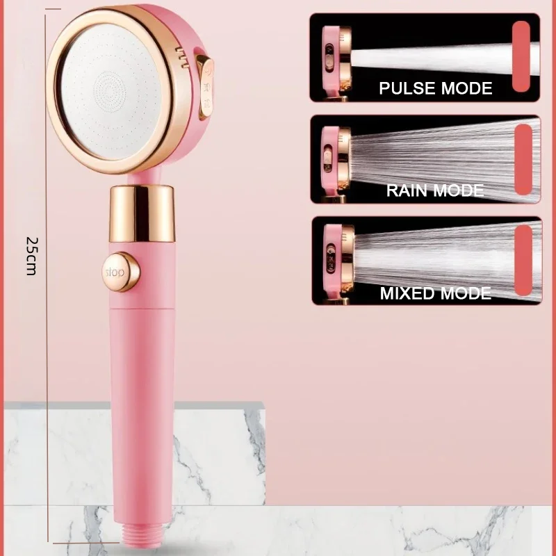 For modern style and Shower hose and bracket Pink Gold  pressurized rain shower head hand spray set , Affordable luxury