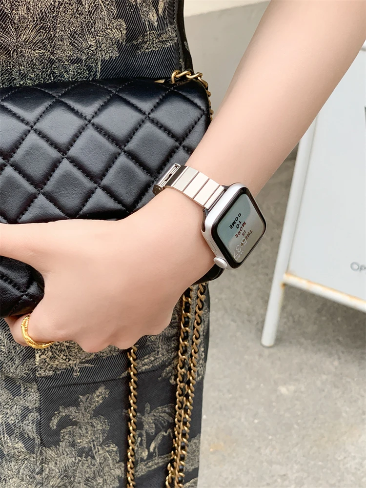 كوريا المعادن ربط سوار ل أبل ساعة ، فتاة سليم حزام ، اكسسوارات iWatch ، الفرقة 8 ، 6 ، 7 ، SE ، 41 مللي متر ، 40 مللي متر ، 44 مللي متر ، 45 مللي متر ، 49 مللي متر ، 5 ، 4 ، 3 ، 2