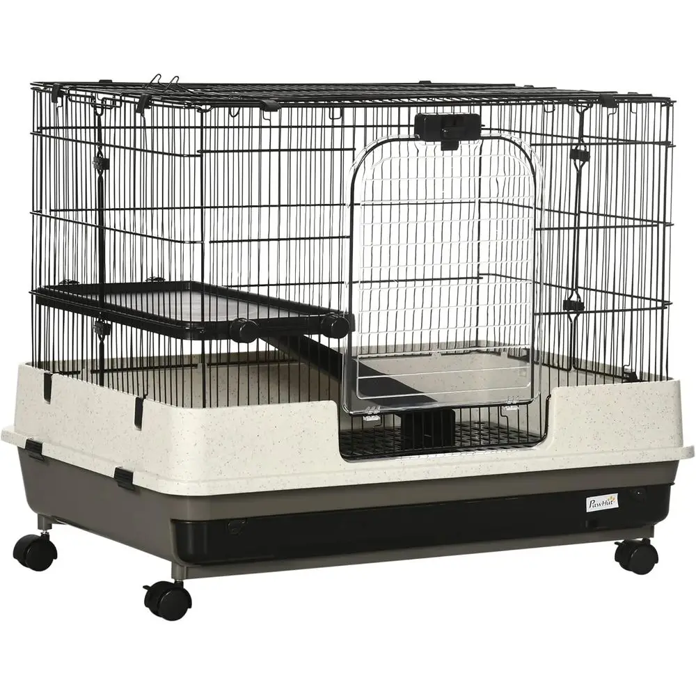 

Переносная 2-уровневая клетка для мелких животных на колесах с выдвижным поддоном и платформой