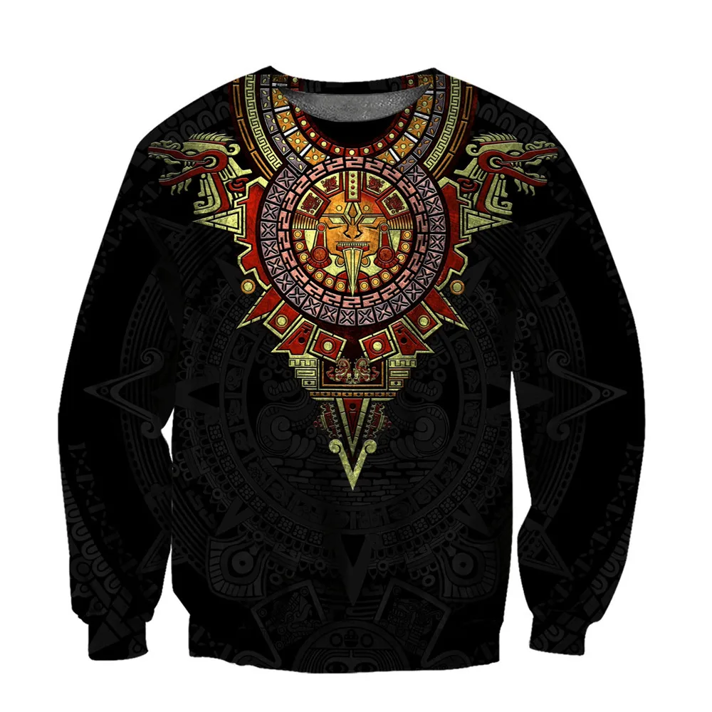 

HX Fashion Sweatshirt Mexican Aztec Warrior Tattoo Pattern 3D Printed Hoodies Pullover Top Zip Jacket Coat Dropshipping