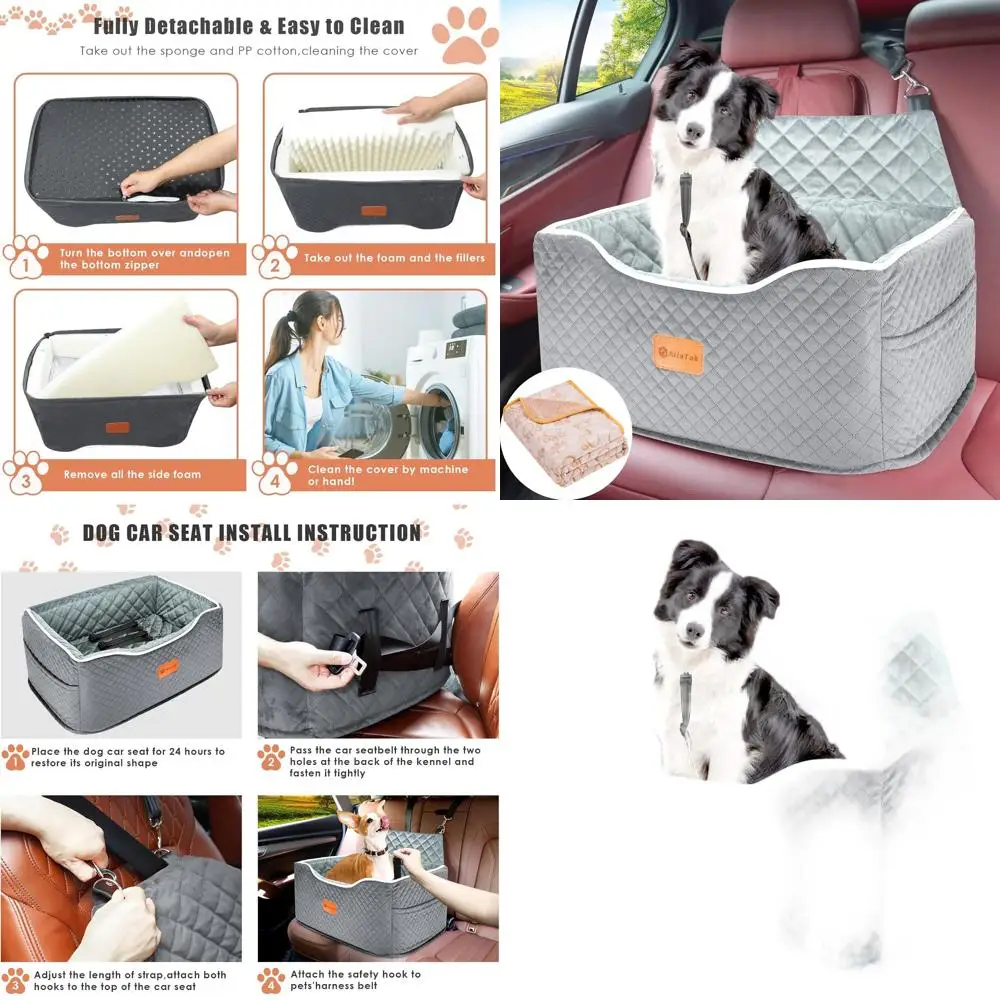 

Автомобильное кресло-переноска для средних собак весом до 20 кг со съемным моющимся чехлом и противоскользящей основой для безопасных поездок на заднем сиденье