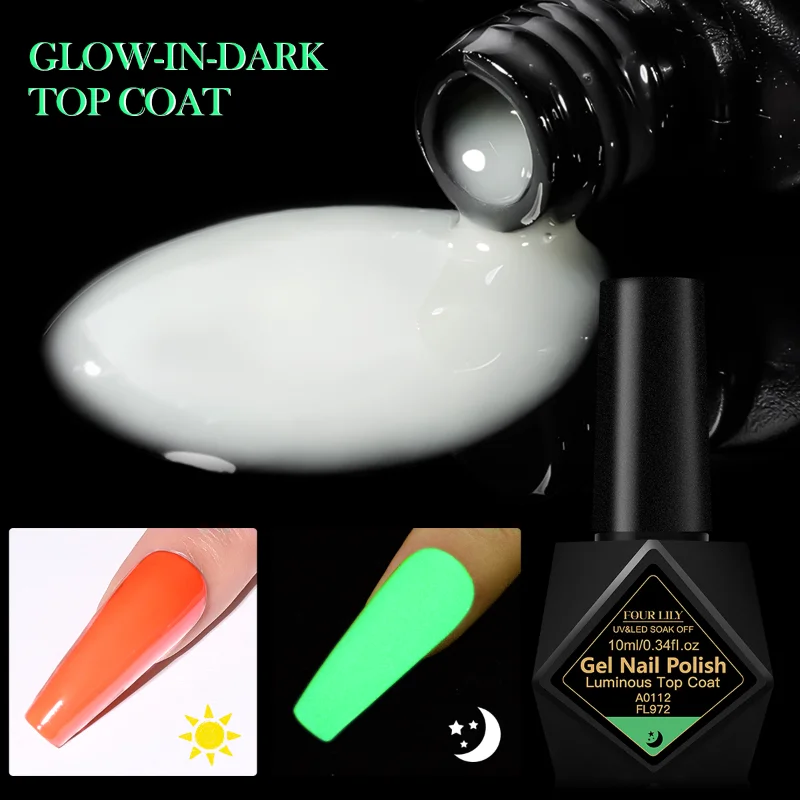 10ml Milk White Luminous Top Coat Gel Nail Polish Neon UV LED Nails Gel Soak Off Gel Varnish Fluorescent Nail Art Nail Supplies