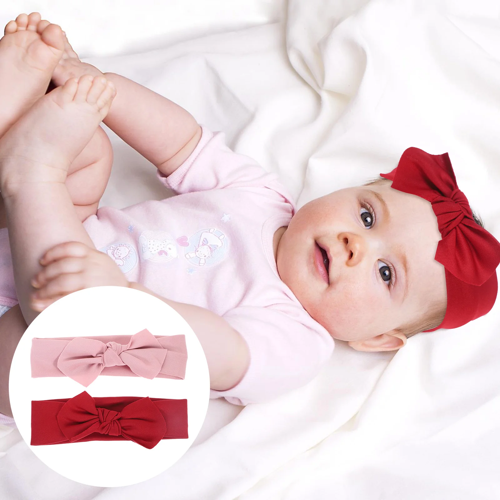 2 Pcs Infant Bow Headband Newborn Hairband Baby Headbands Big Bows for Girls Child