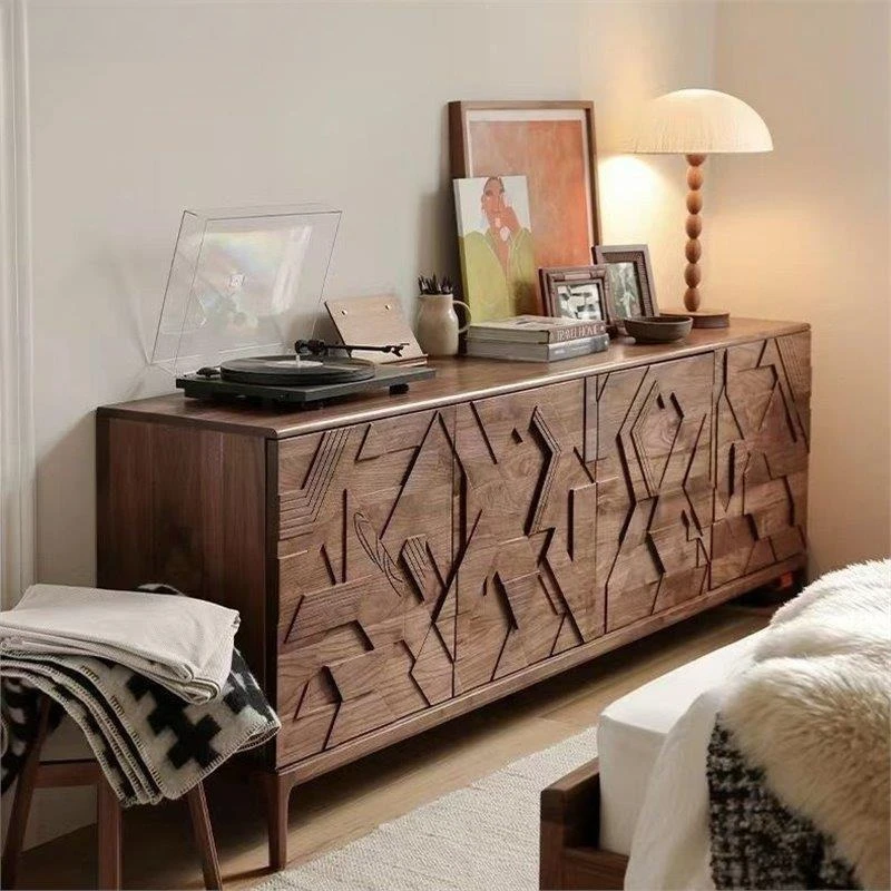 North American black walnut integrated, solid wood side cabinet