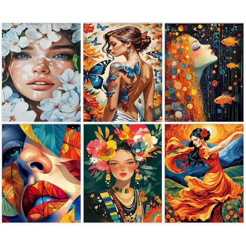 

GATYZTORY Coloring By Number Women HandPainted Art Gift Drawing On Canvas DIY Picture By Number Figure Kits Home Decoration