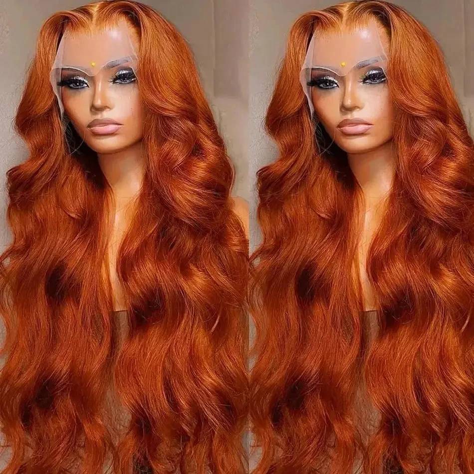 Ginger Orange 13x4 Lace Front Wig Body Wave Full Lace Front Human Hair Wigs Pre Plucke Natural Wavy HD Lace Frontal Wig