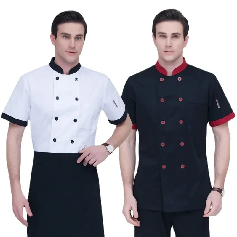 Veste de Chef Unisexe à Manches sulfpour Homme et Femme, Manteau de Cuisinier, Restaurant, Hôtel, Boulanger