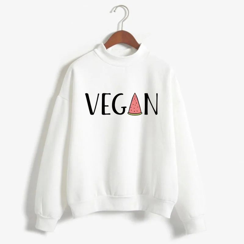 Spring Autumn Fleece Sweatshirt S-4XL Cute Women Pullover Top 16 Colors Casual vegan print Thick Hoodie Female Wholesale