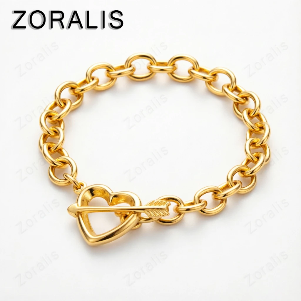 18K Gold Heart Arrow Bracelets For Woman Hand Chain Party Engagement Wedding Fashion Jewelry Gifts