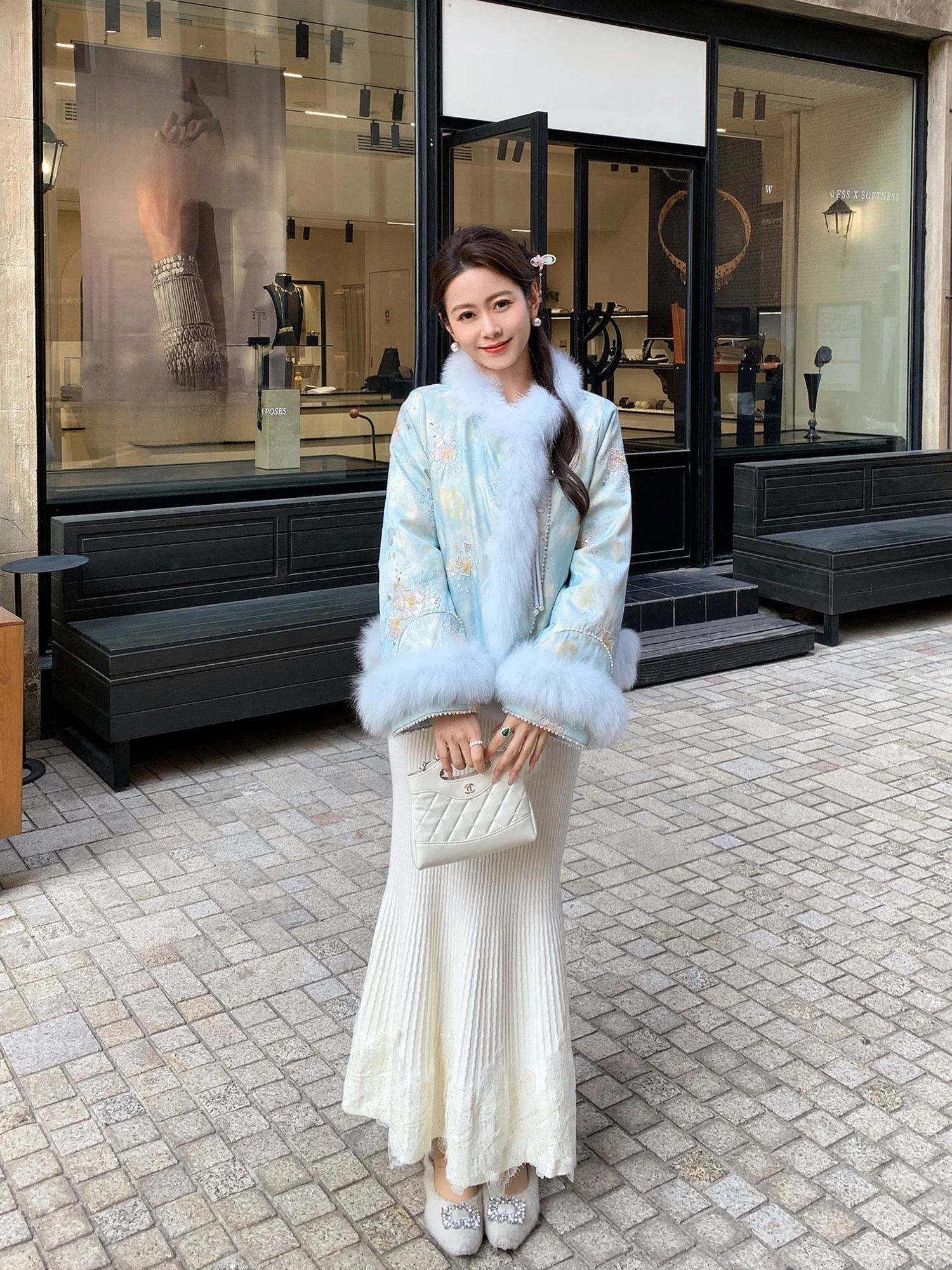 

Осенне-зимняя женская длинная юбка с высокой талией, повседневная, в китайском стиле, универсальная, теплая, с вышивкой, удобная для работы и повседневной носки