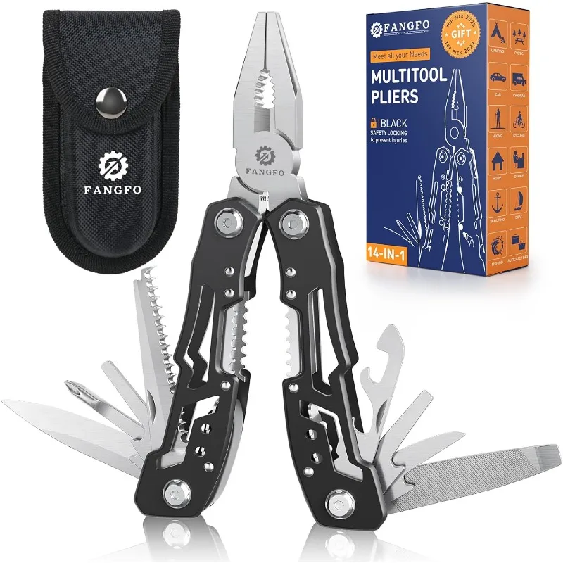 

10 Pcs14-In-1 Multitool - Multi-functional Stainless Steel Pocket Knife for Men, Perfect for Outdoor, Home, and Auto Repair