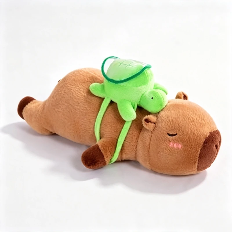 60cm Capybara Plush Pillow Long Stuffed Animal Turtle Soft Hug for Kids Cute Kawaii Cuddly Sofa Decor Gift for Adults Home Room