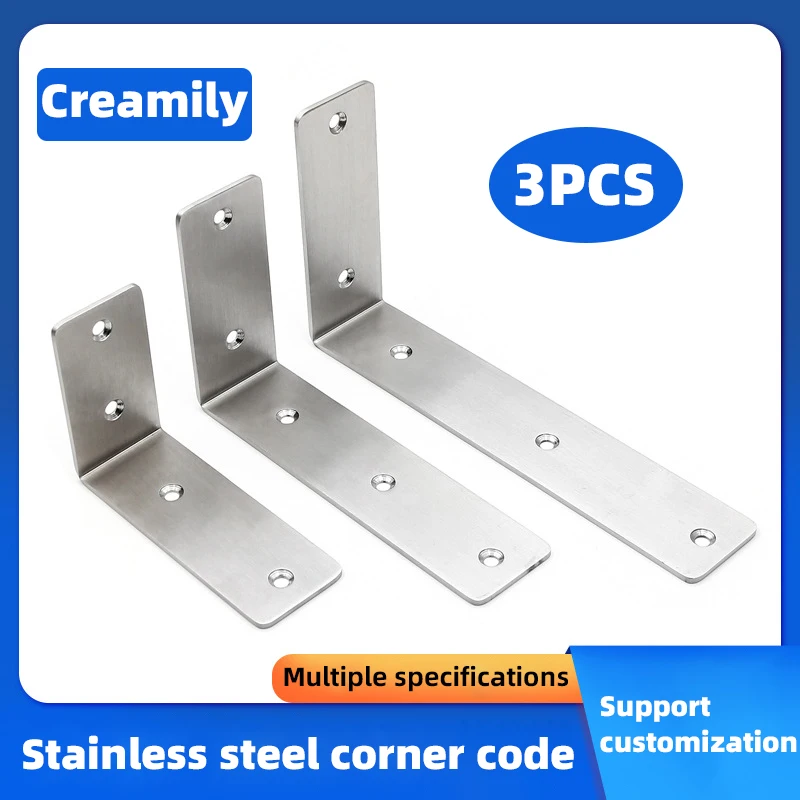 creamily pcs l shaped suporte de codigo de canto engrossar angulo direito cantos cinta suporte de fixacao conector reforcado aco inoxidavel 01