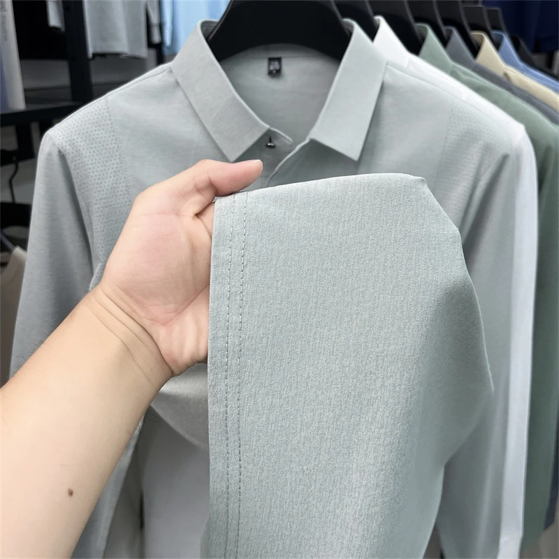 Original Luxusmarke Herren Bedrucktes Poloshirt Herbst Neu Einfarbiges Langarm-Revers-T-Shirt Mode Business Herrenbekleidung – Detail 23