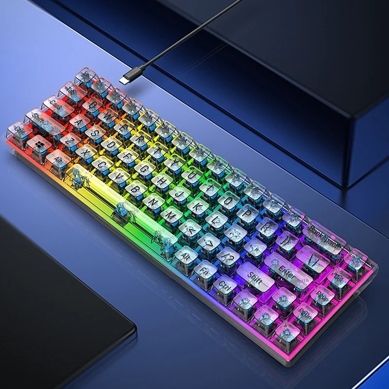 Wired mechanical gaming keyboard backlit gaming keyboard suitable for ergonomic multi-color mixed light PC computers and laptops