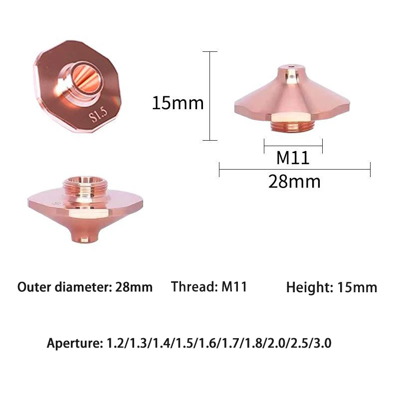 D28 Laser Cutting Nozzle Convex Single-layer Laser Nozzle Hexagonal High Speed Pressurize Nozzles High Power Laser Cut  Accessor