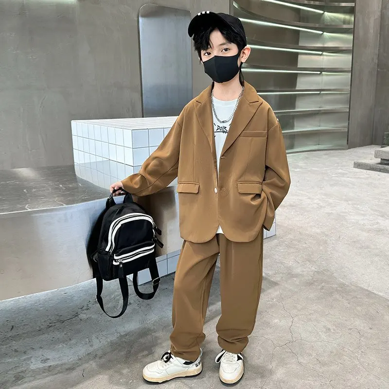 

Spring and Autumn Boys' Suit Set Handsome New Children's Korean Edition Casual Coat+Pants 2-piece Set