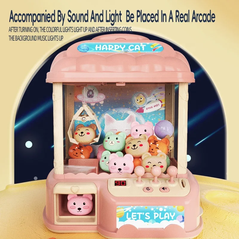 STLF Kids Mini  Doll Catching Machine Mini Grabbing Twisted  and Candy Machine Small Home Coin-operated Toy Boy and