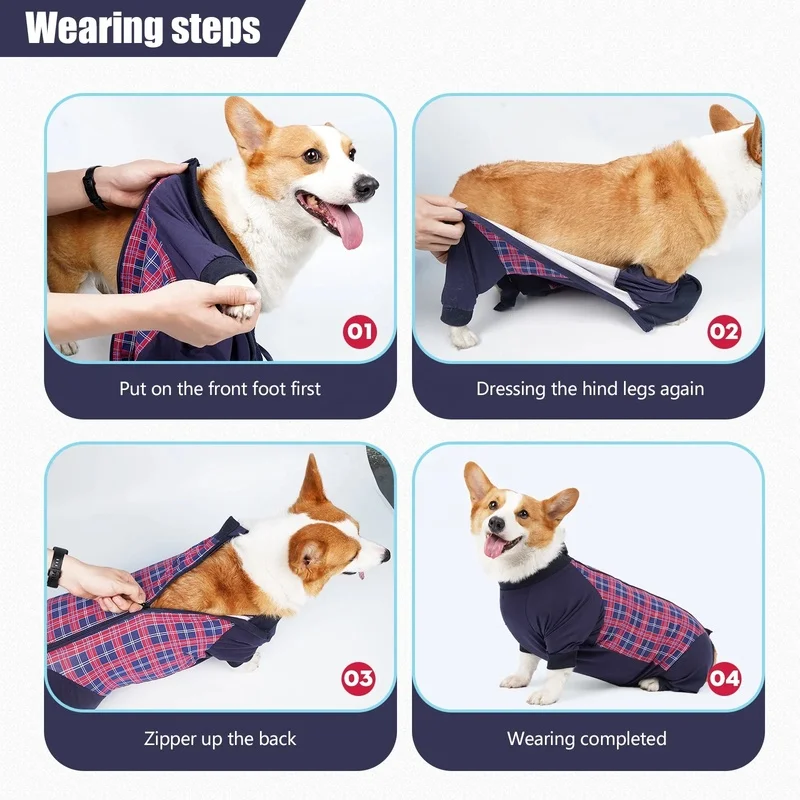 Dog Recovery Suit Knit Cotton Breathable Postoperative Surgery Vest Male Female Disease Weaning Aid