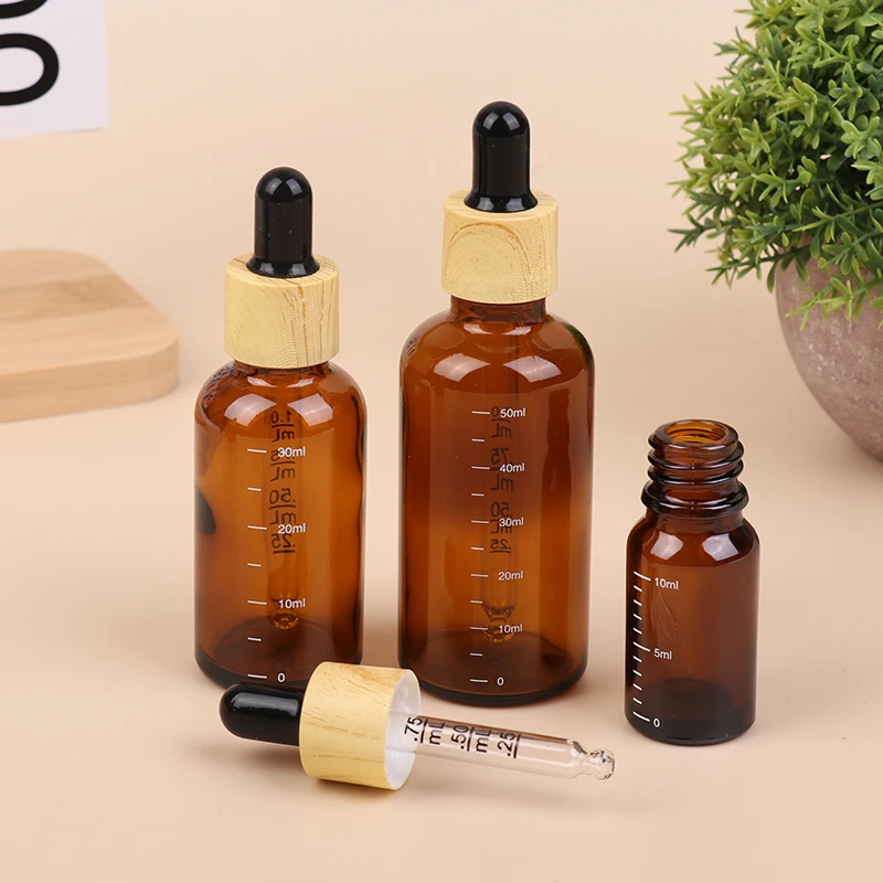 5ml to 100ml Refillable Amber Glass Dropper Bottles with Scale Pipette Bottles for Aromatherapy Essential Oil Reagent Eye Drop T