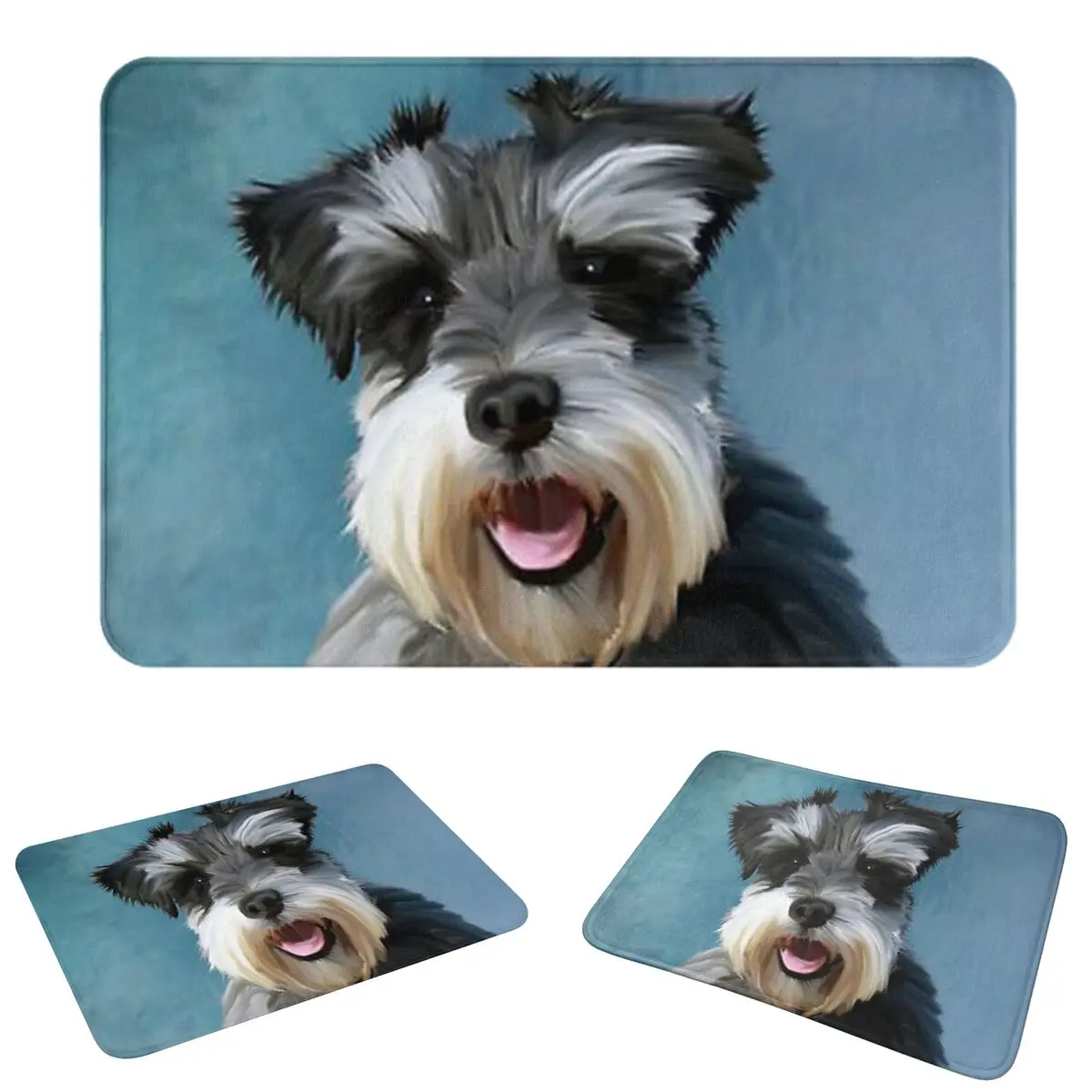 Miniature Schnauzer Dog Water Color Art Painting Doormat Dust-proo Carpet Rug Kitchen Entrance Home Floor Mat for Balcony Mats
