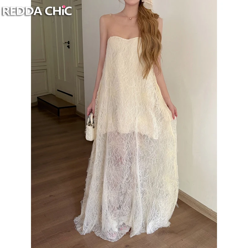 

Платье-корсет ReddaChic Coquette Maxi Long для женщин: повседневное, свободное, с открытой спиной, текстурированное, кружевное, цельное, для гостей на свадьбу, вечеринку, летняя одежда