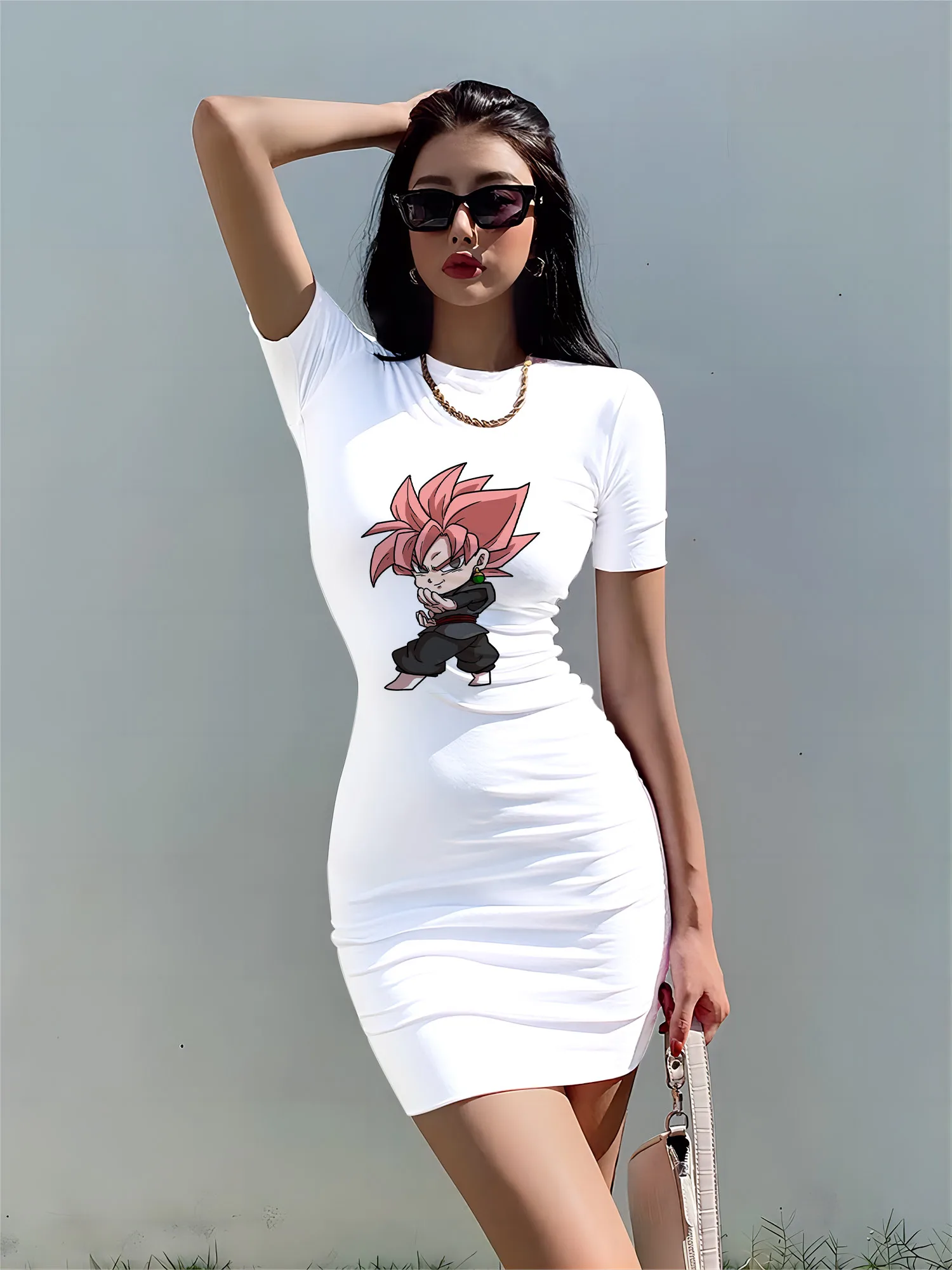 Cartoon Dragon Ball Z Dress Woman Vegeta Sexy Goku Zevity Fashion Elegant Dresses for Women Summer 2023 Sensual Y2k Bodycon Goku