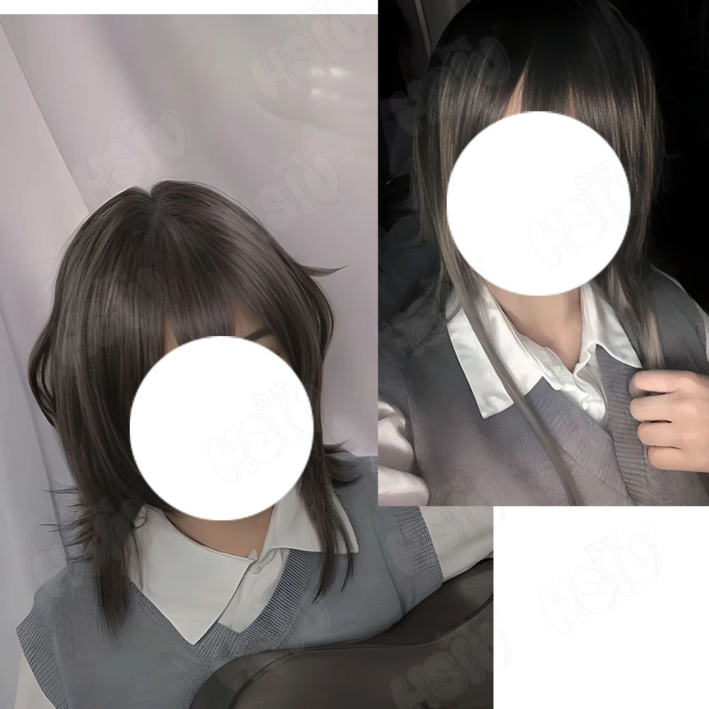 Asanagi Yori Cosplay Wig Fiber synthetic wig Anime Whispering You a Love Song Cosplay「HSIU 」Smoke gray long Wig+Wig cap