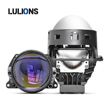 Lulions LHD LED 프로젝터 렌즈, 블루 렌즈, 자동차 헤드라이트 전구, 하이 로우 빔 캔버스 터보 선풍기, 자동차 라이트 램프, 12V, 6000k 