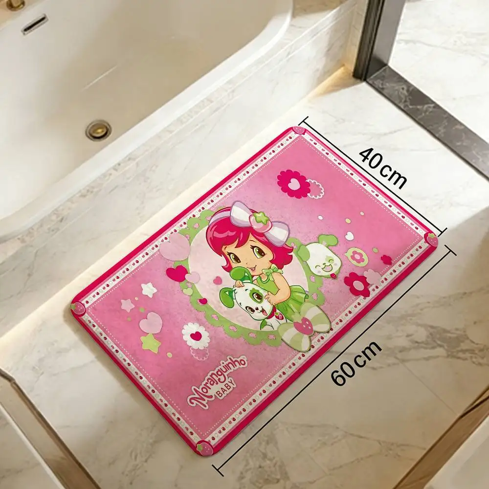 S-Strawberry-shortcake girl Entrance Door Mat Washable Non-Slip Living Room Sofa Chairs Area Mat Kitchen Welcome Doormat