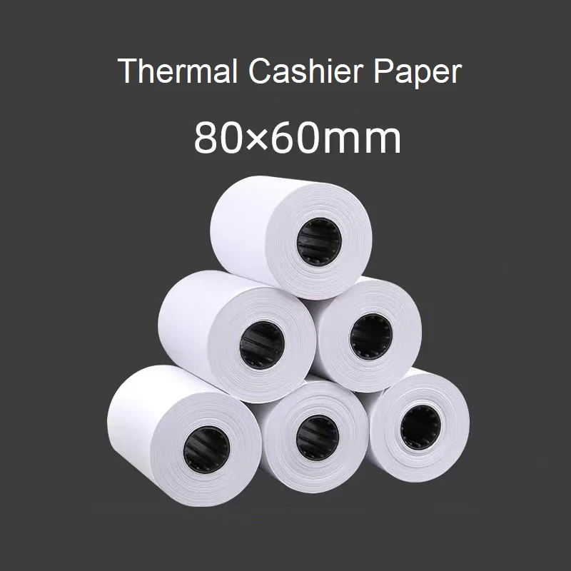 

2 Rolls cashier paper 80x60 Thermal paper roll 80mm food takeout printing paper Bank voucher number paper 80*60